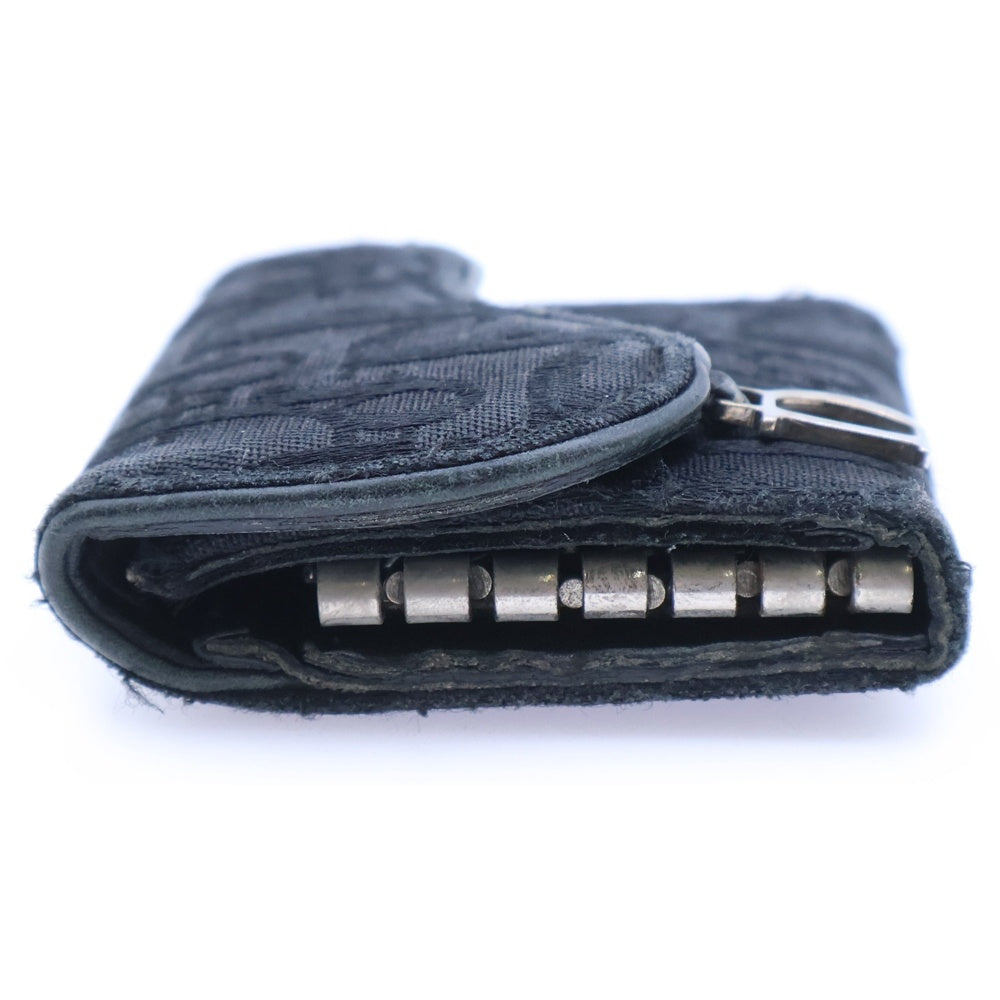 Christian Dior(クリスチャンディオール) サドル トロッター キーケース キーホルダー バッグチャーム ブラック キャンバス シルバー金具