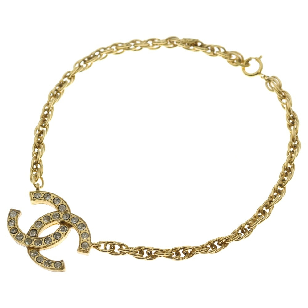 CHANEL(シャネル) ラインストーン ココマーク チョーカー ネックレス チェーン ゴールド