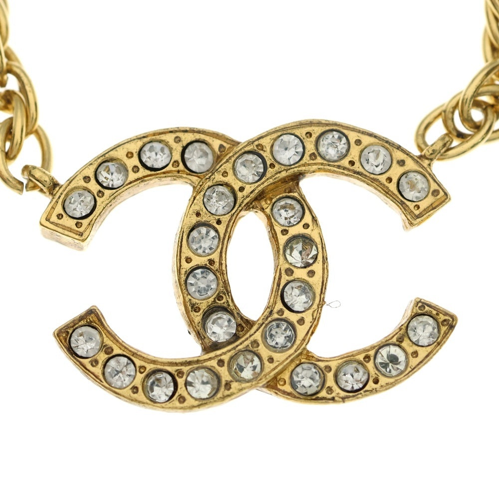 CHANEL(シャネル) ラインストーン ココマーク チョーカー ネックレス チェーン ゴールド