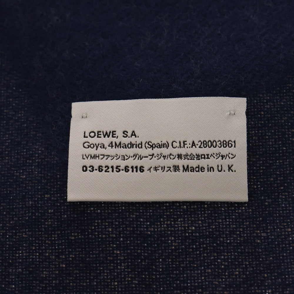 LOEWE(ロエベ) アナグラム ロゴ フリンジ マフラー アイボリー クリーム コットン×カシミヤ レディース