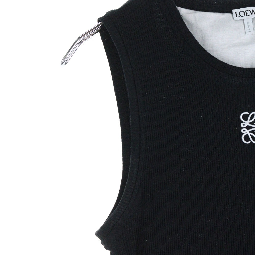 現行品 ロエベ クロップドタンクトップ アナグラム刺繍 ブラック ノースリーブS 現行品 ロエベ クロップドタンクトップ アナグラム刺繍 ブラック