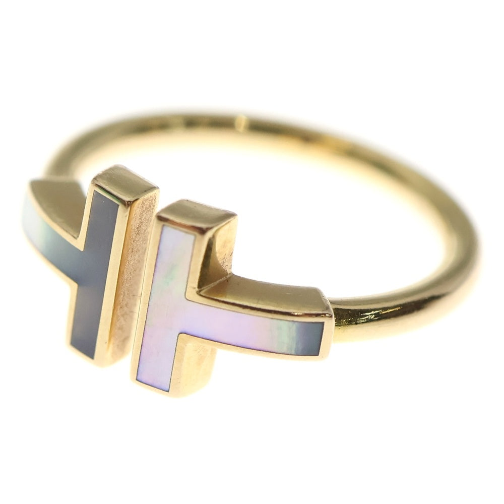 TIFFANY & Co.(ティファニー) Tワイヤー ホワイトシェルリング イエローゴールド Au750YG レディース