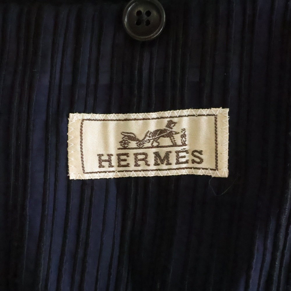 HERMES(エルメス) ストライプ総柄 2B テーラードジャケット ネイビー G19900