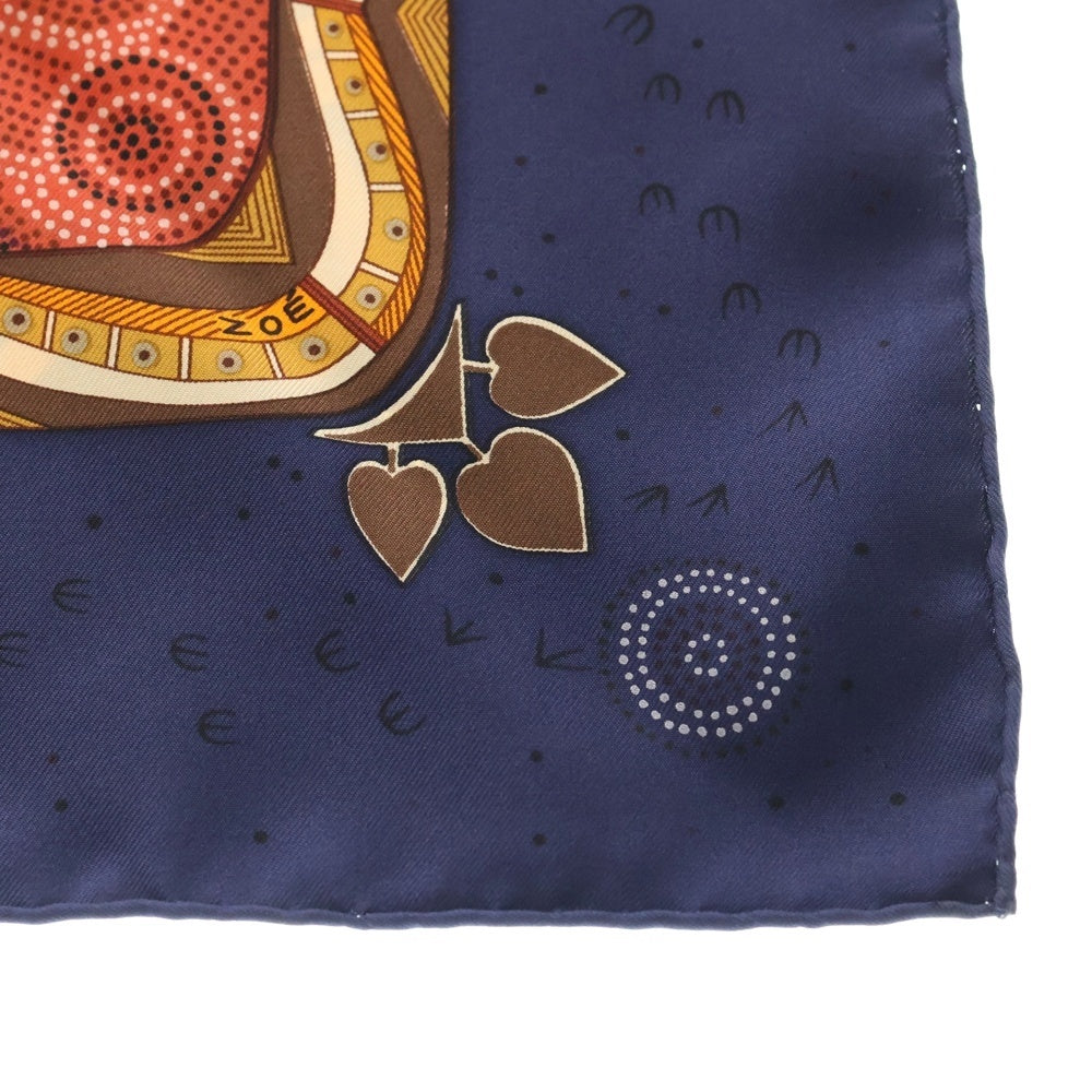 HERMES(エルメス) カレ90 REVE D'AUSTRALiE シルクスカーフ レッド×ネイビー レディース