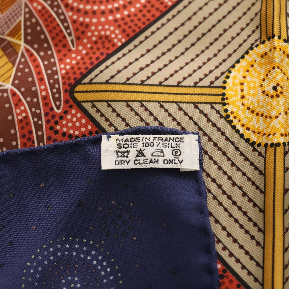 HERMES(エルメス) カレ90 REVE D'AUSTRALiE シルクスカーフ レッド×ネイビー レディース