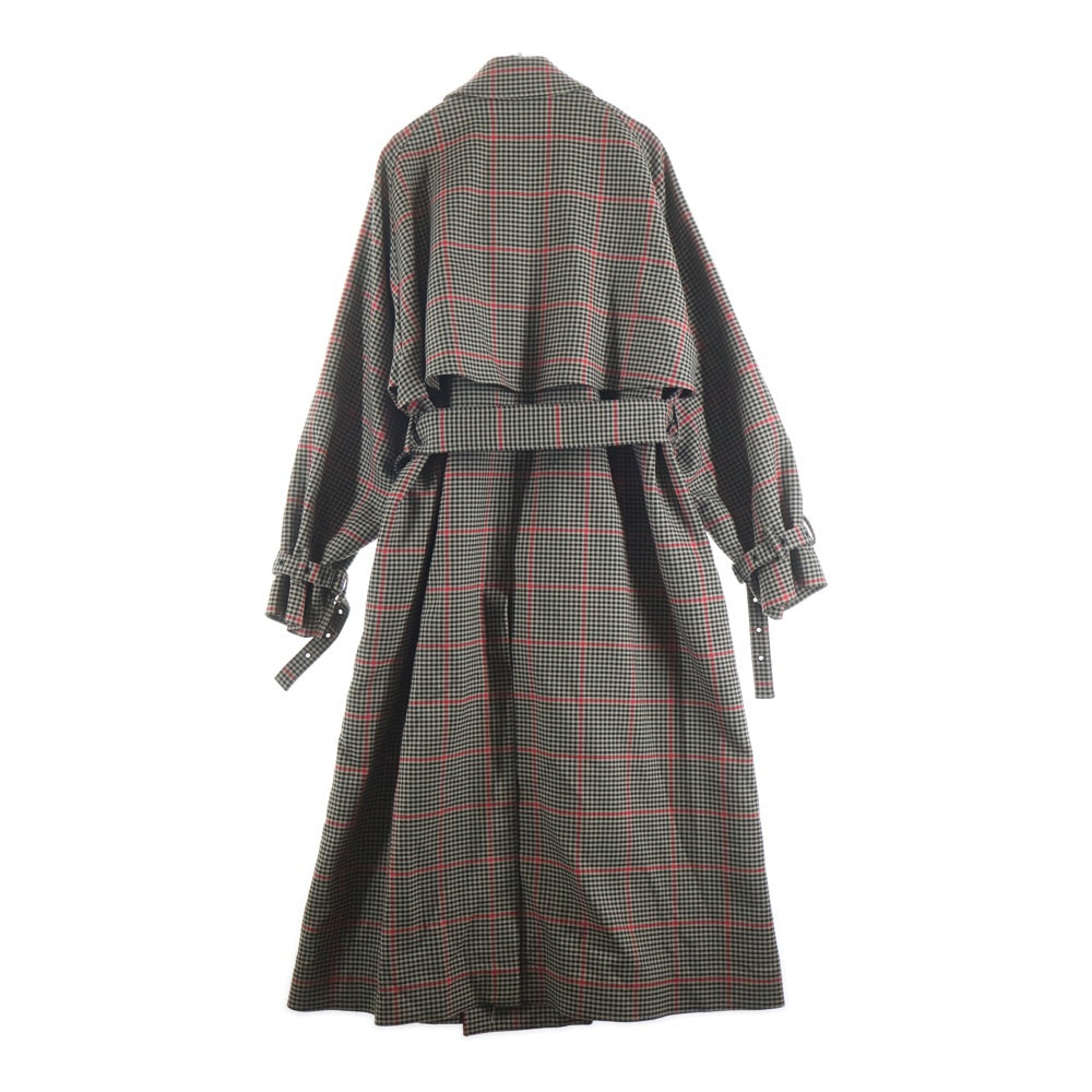 HYKE(ハイク) 21AW PLAID DOUBLE FACE TRENCH COAT ガンクラブチェックベルト付トレンチコート ブラウン 212-17304 022 レディース