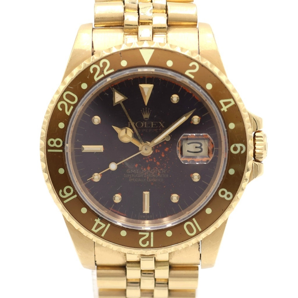 ROLEX(ロレックス) GMTマスター ブラウン文字盤 フジツボ 自動巻き 腕時計 K18YG イエローゴールド 83番台 16758