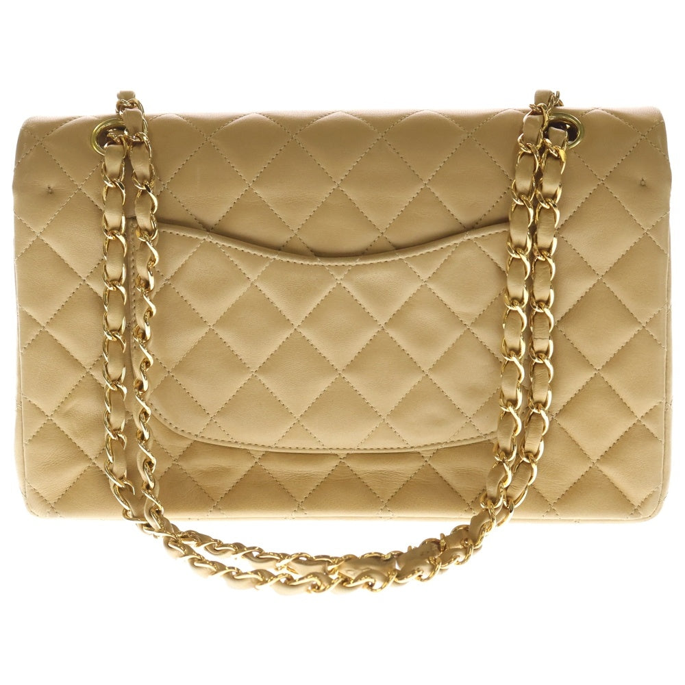 CHANEL(シャネル) マトラッセ 25 ダブルフラップ ベージュ ラムスキン ショルダーバッグ ゴールド金具 レディース