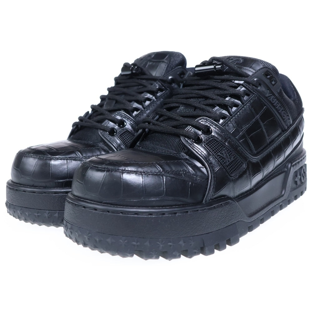 LOUIS VUITTON(ルイヴィトン) LVトレイナーマキシライン クロコ型押し レザー ローカットシューズ スニーカー ブラック