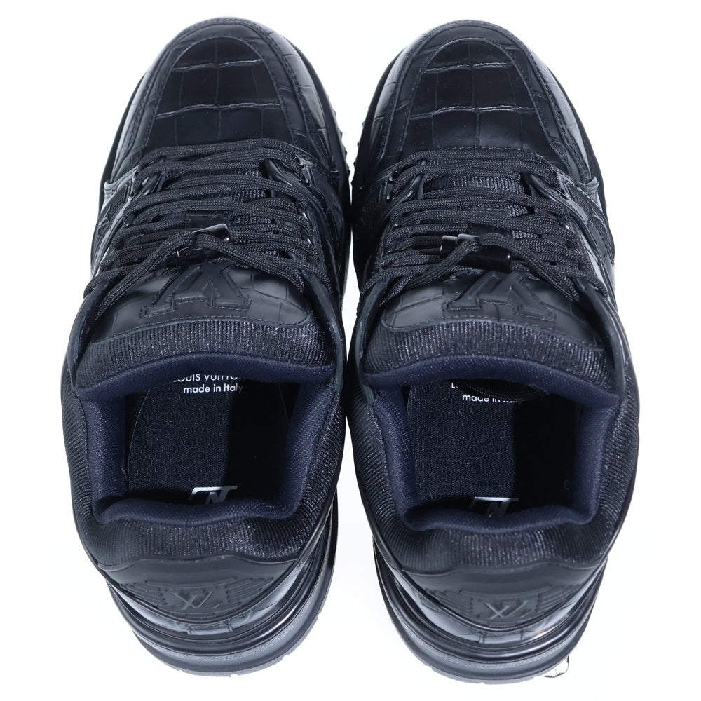 LOUIS VUITTON(ルイヴィトン) LVトレイナーマキシライン クロコ型押し レザー ローカットシューズ スニーカー ブラック