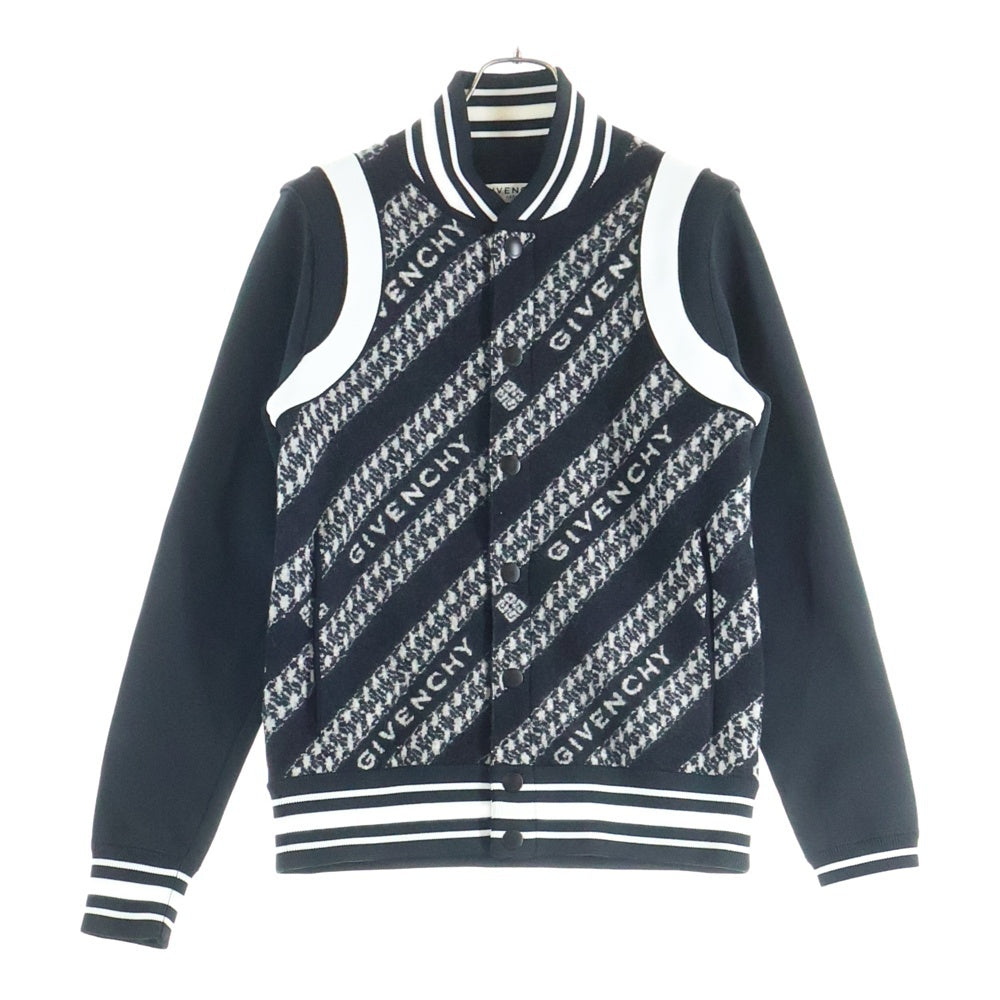 GIVENCHY(ジバンシィ) ロゴインターシャ ニット切り替え ボンバージャケット ブラック BM00MN40BG