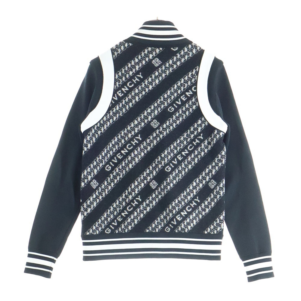 GIVENCHY(ジバンシィ) ロゴインターシャ ニット切り替え ボンバージャケット ブラック BM00MN40BG