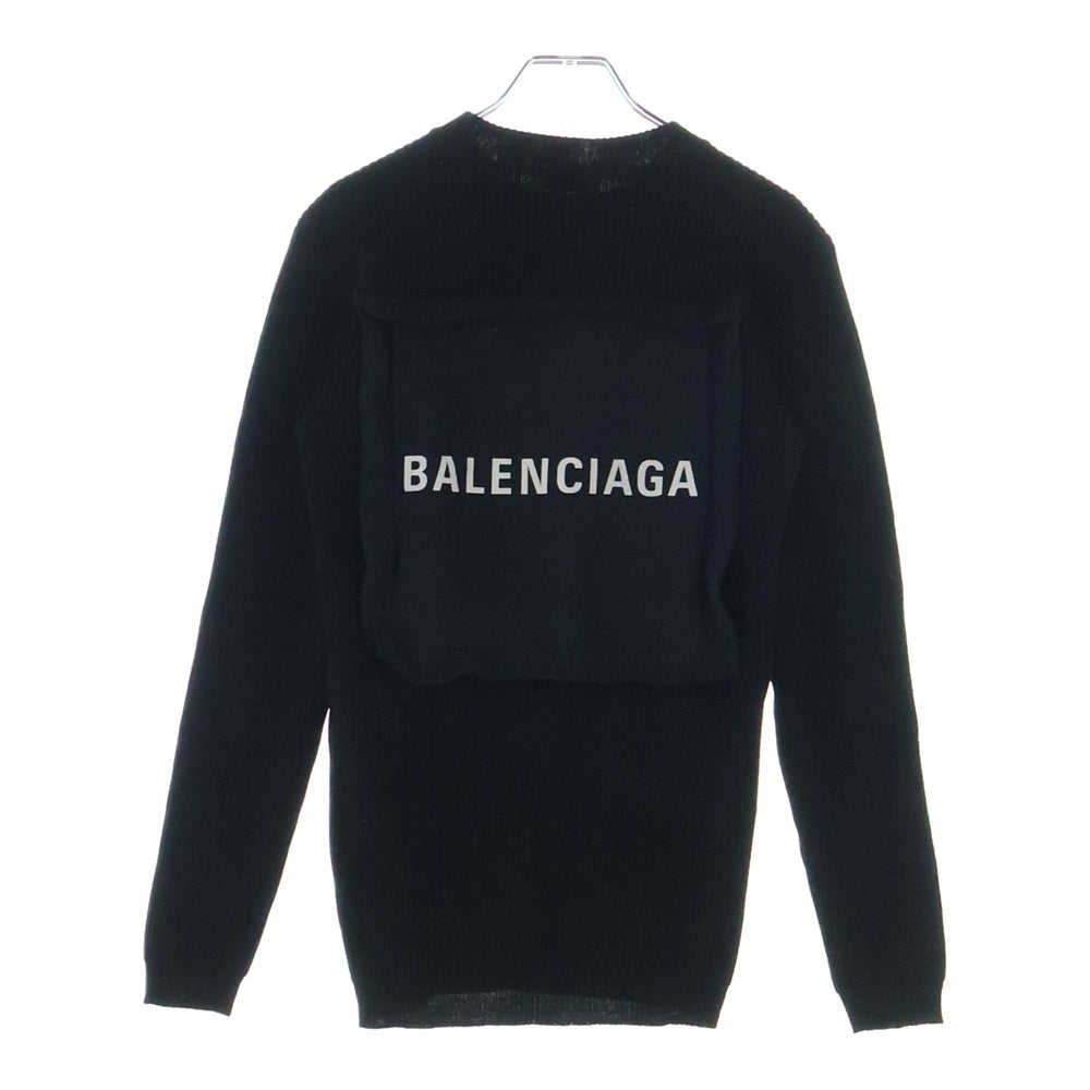 BALENCIAGA(バレンシアガ) 裾ラバーロゴパッチ クルーネックニットセーター ブラック 534463