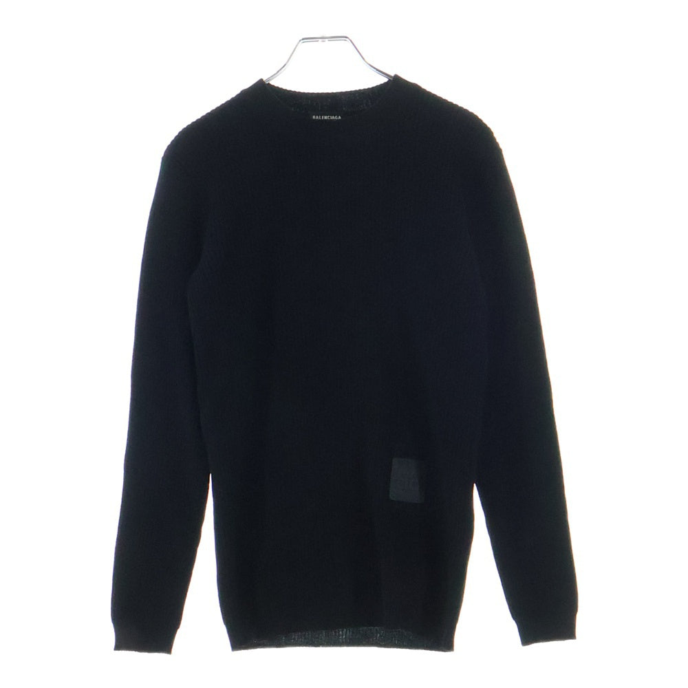 BALENCIAGA(バレンシアガ) 裾ラバーロゴパッチ クルーネックニットセーター ブラック 534463