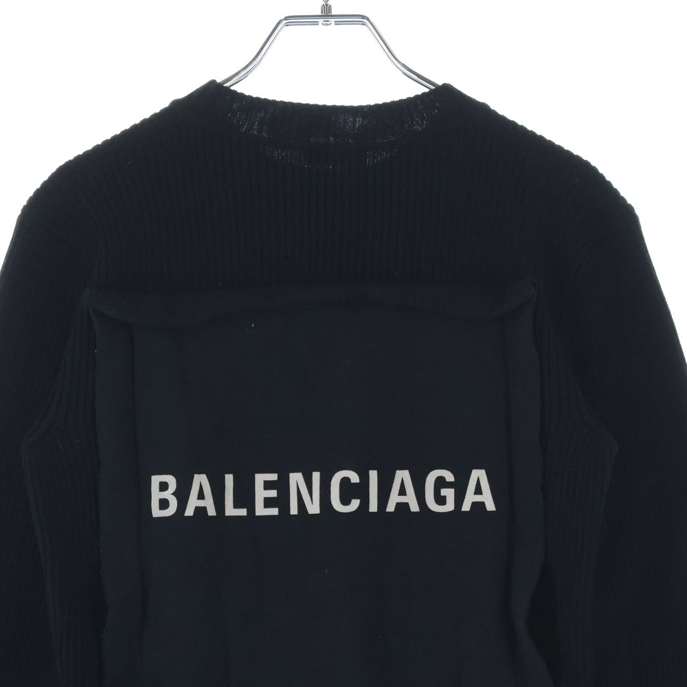 BALENCIAGA(バレンシアガ) 裾ラバーロゴパッチ クルーネックニットセーター ブラック 534463
