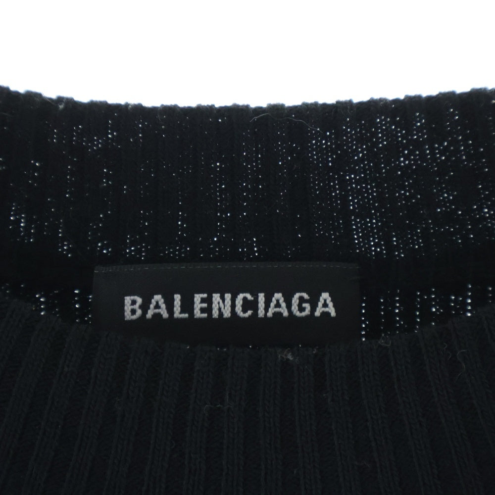 BALENCIAGA(バレンシアガ) 裾ラバーロゴパッチ クルーネックニットセーター ブラック 534463