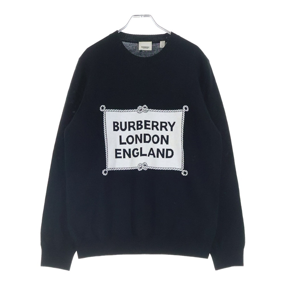 BURBERRY(バーバリー) ロゴジャガード クルーネック プルオーバー 長袖ニット セーター ブラック 8023660