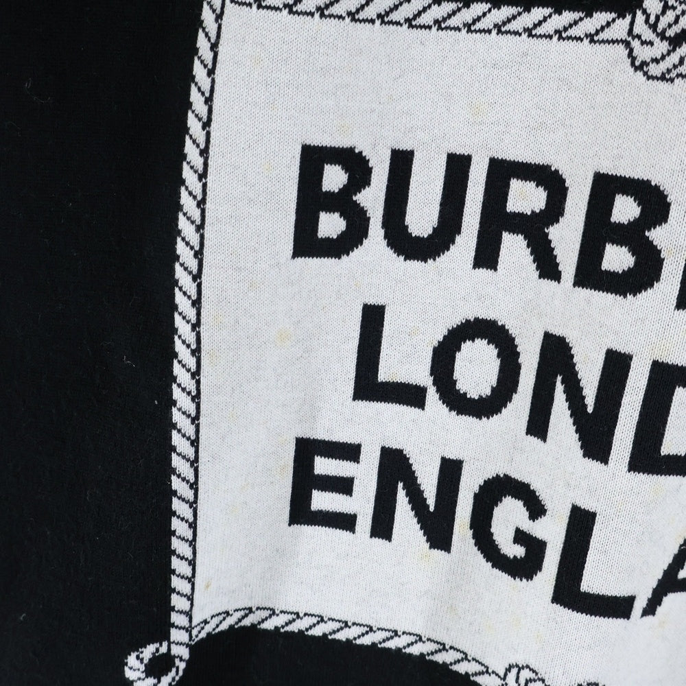 BURBERRY(バーバリー) ロゴジャガード クルーネック プルオーバー 長袖ニット セーター ブラック 8023660