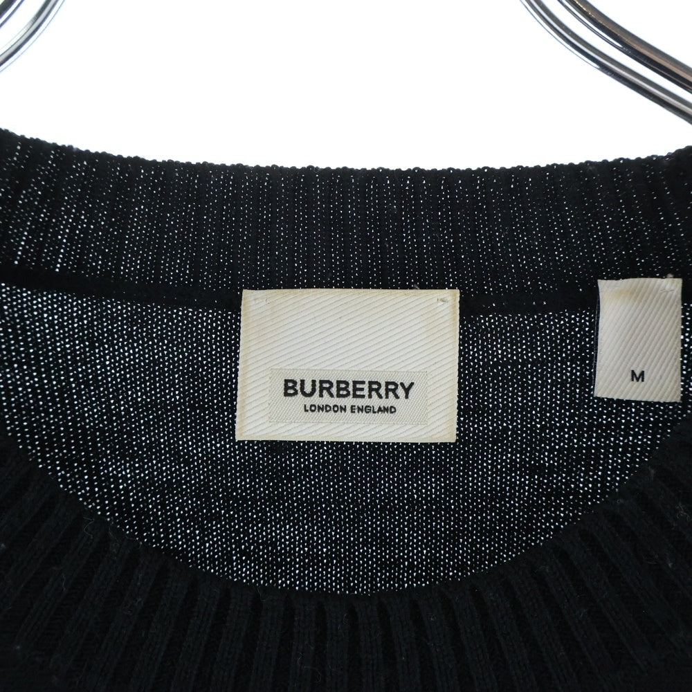 BURBERRY(バーバリー) ロゴジャガード クルーネック プルオーバー 長袖ニット セーター ブラック 8023660