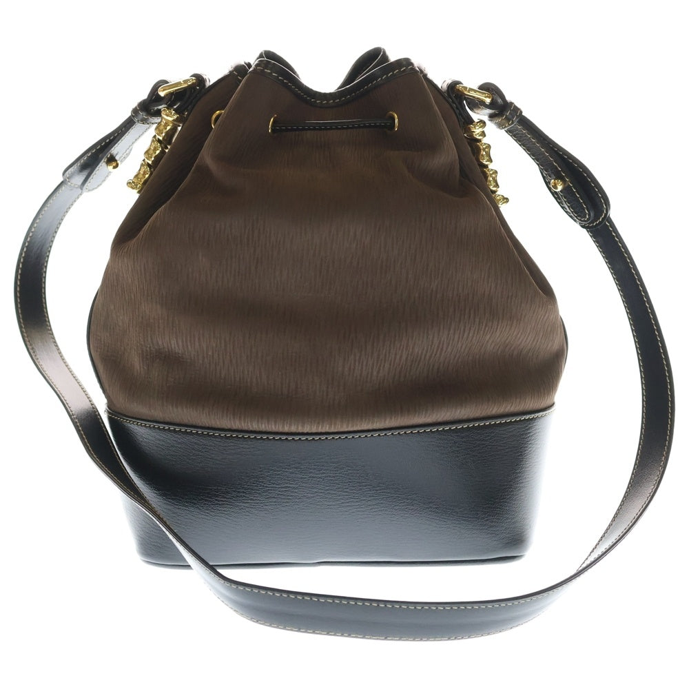 LOEWE(ロエベ) ベラスケス バケットレザーショルダーバッグ ブラウン×ブラック GD金具 レディース
