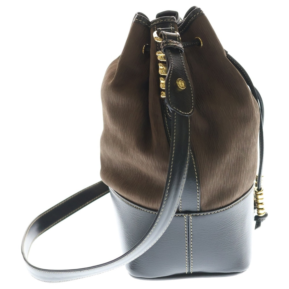 LOEWE(ロエベ) ベラスケス バケットレザーショルダーバッグ ブラウン×ブラック GD金具 レディース