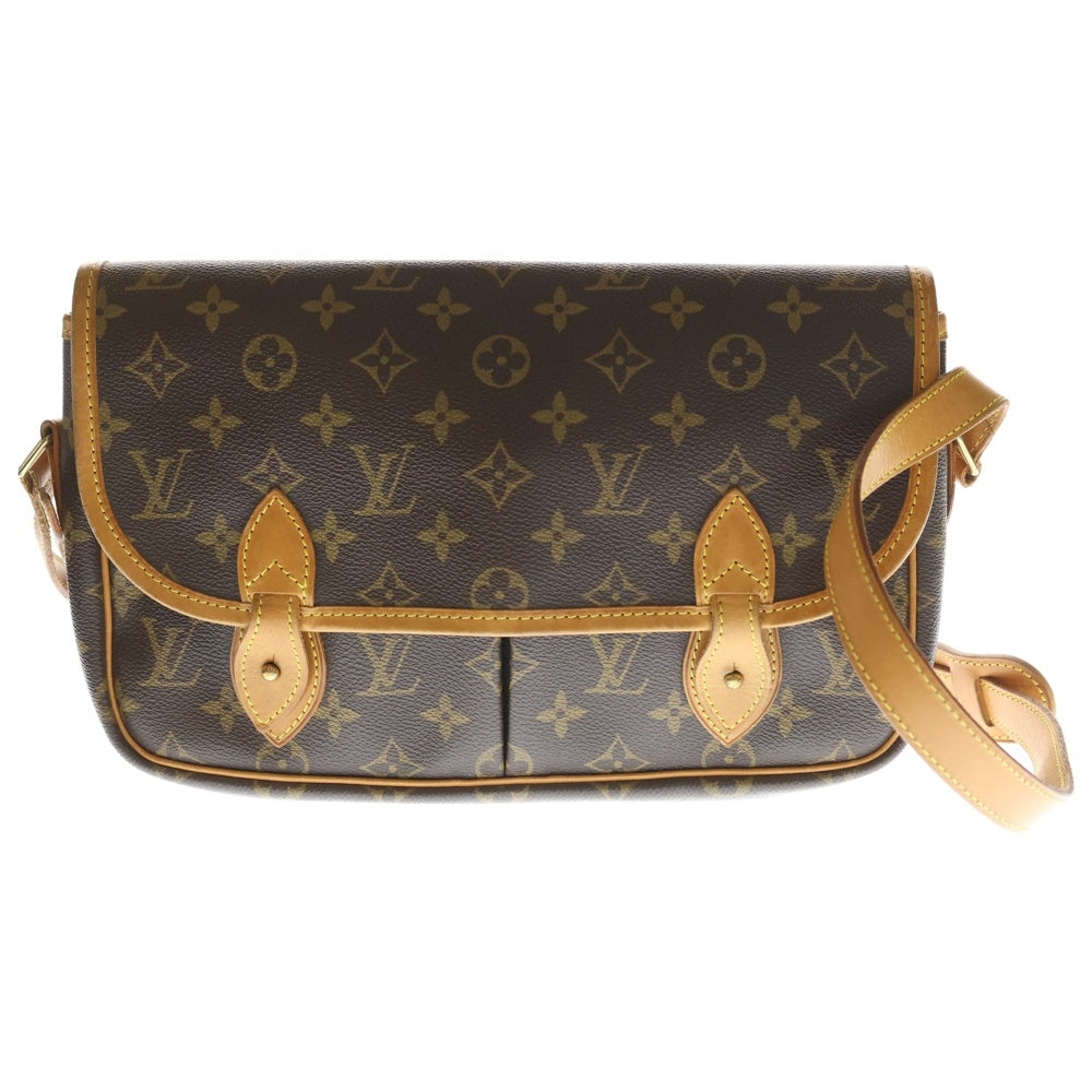 LOUIS VUITTON(ルイヴィトン) モノグラム ジベシエールMM ショルダーバッグ ブラウン レザー×PVC M42247 ゴールド金具 レディース
