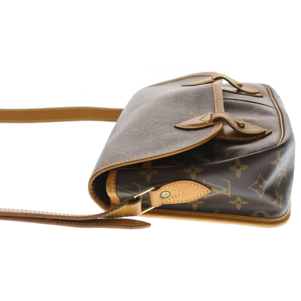 LOUIS VUITTON(ルイヴィトン) モノグラム ジベシエールMM ショルダーバッグ ブラウン レザー×PVC M42247 ゴールド金具 レディース