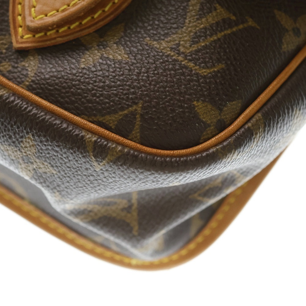LOUIS VUITTON(ルイヴィトン) モノグラム ジベシエールMM ショルダーバッグ ブラウン レザー×PVC M42247 ゴールド金具 レディース