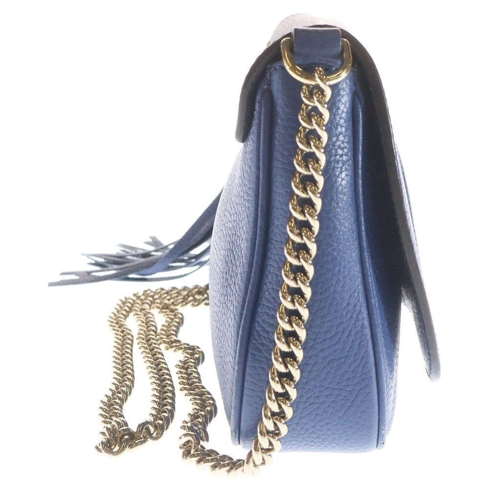GUCCI グッチ ソーホーチェーンショルダーバッグ ブルー レザー 536224 ゴールド金具 GUCCI(グッチ) ソーホーチェーンショルダーバッグ ブルー レザー