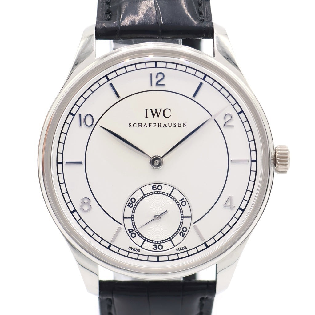 IWC(アイダブリューシー) ポルトギーゼ ハンドワインド ヴィンテージ 8デイズ 白文字盤 レザーベルト 手巻き 腕時計 プラチナ/ブラック IW544505