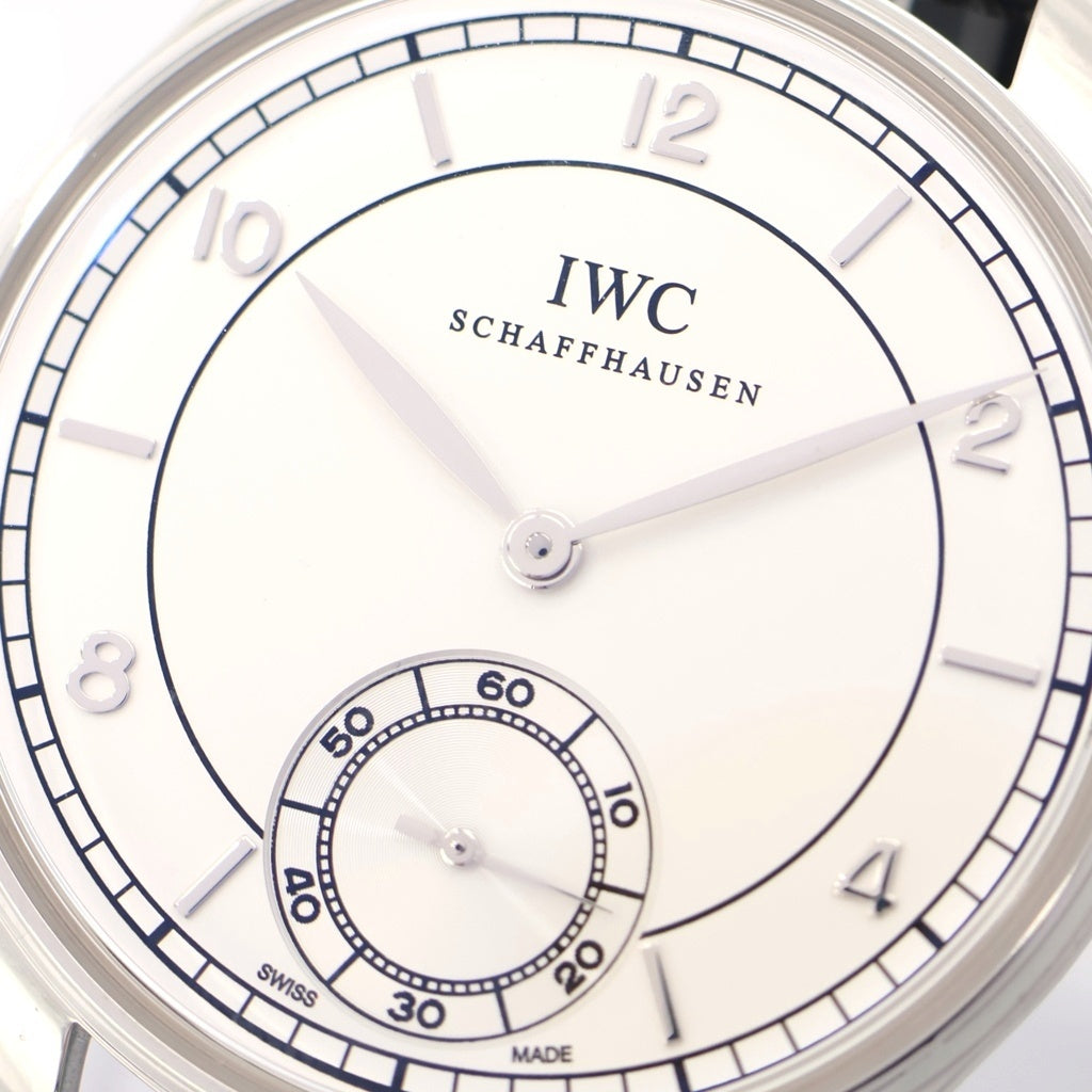 IWC(アイダブリューシー) ポルトギーゼ ハンドワインド ヴィンテージ 8デイズ 白文字盤 レザーベルト 手巻き 腕時計 プラチナ/ブラック IW544505