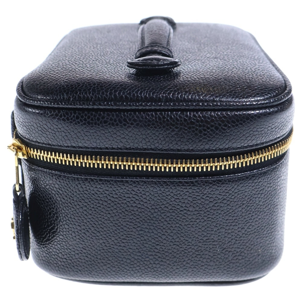 CHANEL(シャネル) バニティバッグ キャビアスキン レザー ハンドバッグ ゴールド金具 ブラック 3番台 レディース