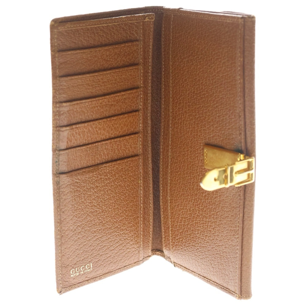 GUCCI(グッチ) ベルトクリップ 二つ折り長財布 ロングウォレット カードケース レザー ブラウン ゴールド金具 レディース