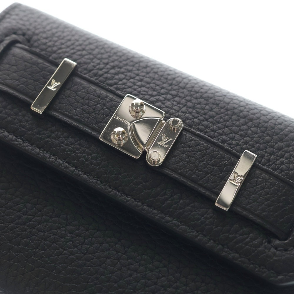 LOUIS VUITTON(ルイヴィトン) ジョルジュ ウォレット ミレジム レザー コンパクトウォレット 三つ折り財布 シルバー金具 ブラック M25965 レディース