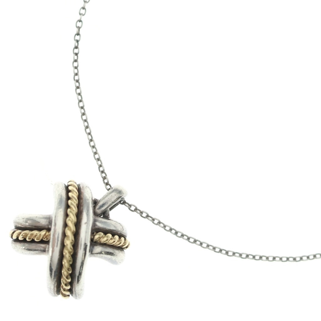TIFFANY & Co.(ティファニー) シグネチャー クロス コンビ ネックレス K18YG シルバー/ゴールド レディース