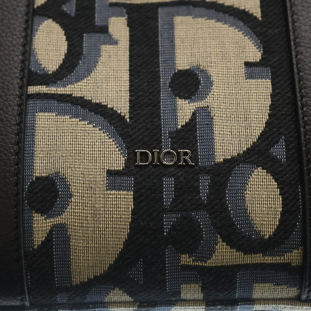 Christian Dior(クリスチャンディオール) East-West オブリークマキシ イーストウエスト キャンバス レザー トートバッグ ネイビー/ブラック レディース