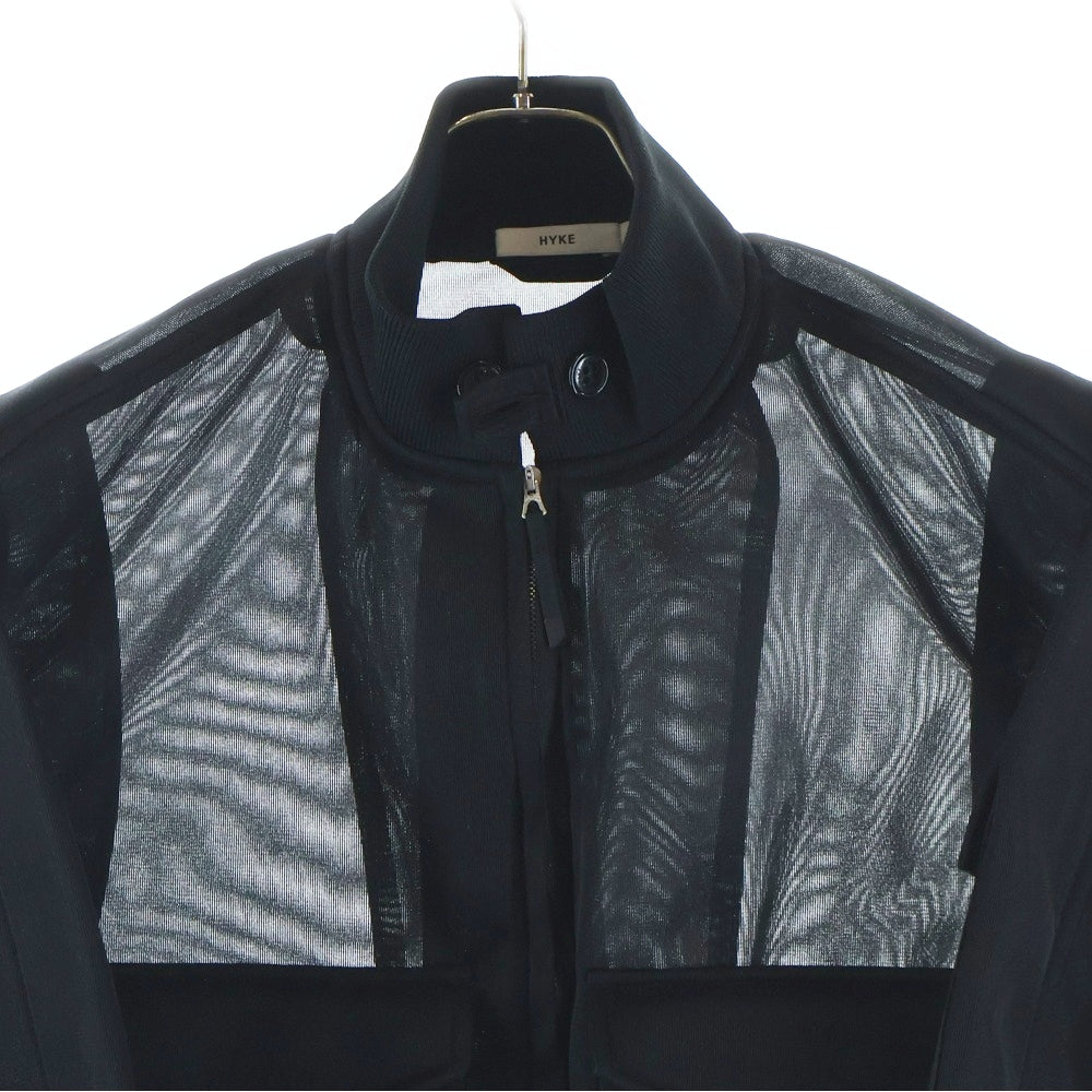 HYKE(ハイク) 26SS SHEER WEP JACKET シアー ウェップ ジップアップ ジャケット ブラック レディース 17576