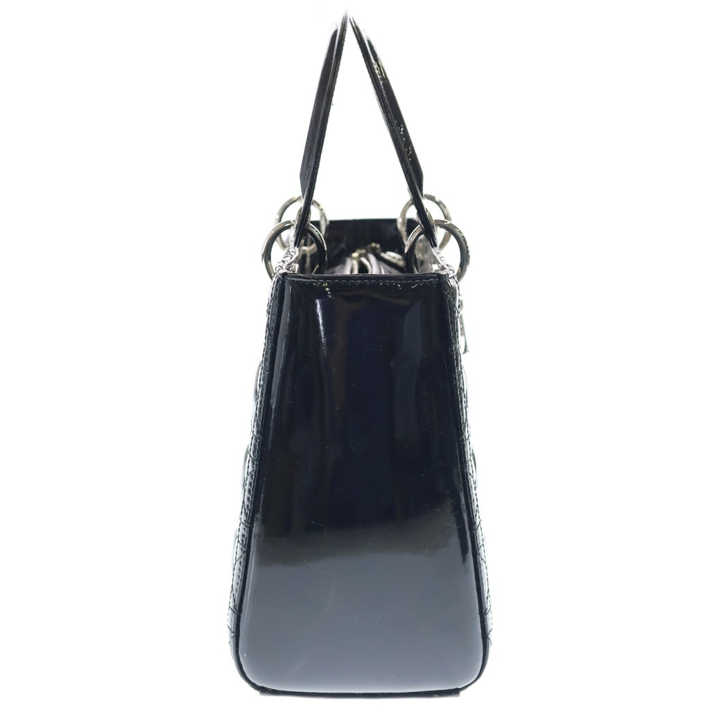 Christian Dior(クリスチャンディオール) レディディオール カナージュ ハンドバッグ 2wayバッグ ショルダーバッグ ブラック パテント レザー シルバー金具 レディース
