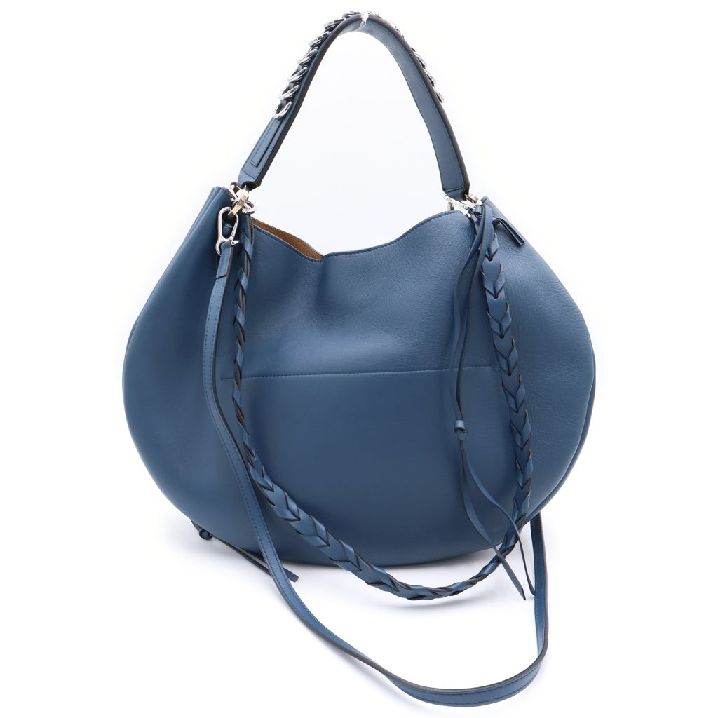 LOEWE(ロエベ) フォーチュン ホーボー 2WAYバッグ ハンドバッグ トートバッグ ショルダーバッグ ブルー レザー シルバー金具 レディース