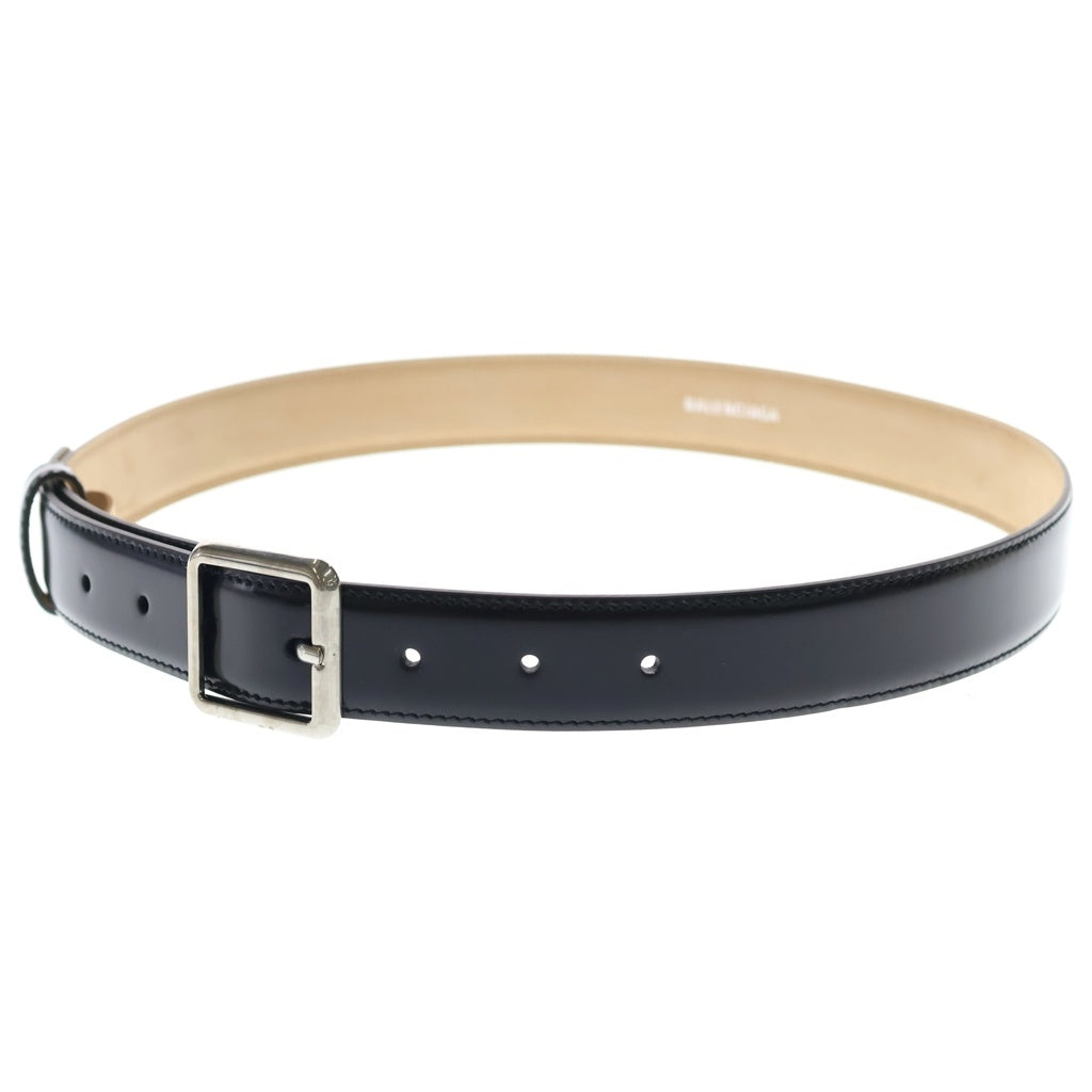 BALENCIAGA(バレンシアガ) スクエアバックル レザーベルト ブラック 80 525447・1000・V・501523 シルバー金具