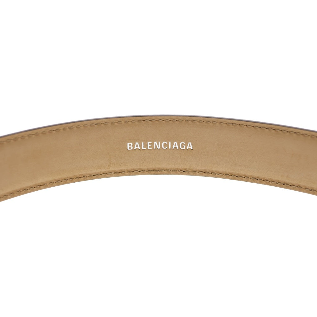 BALENCIAGA(バレンシアガ) スクエアバックル レザーベルト ブラック 80 525447・1000・V・501523 シルバー金具