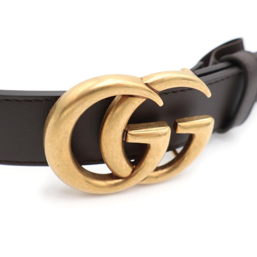 GUCCI(グッチ) ダブルG ロゴバックル レザーベルト ゴールド金具 ブラウン 414516 AP00T