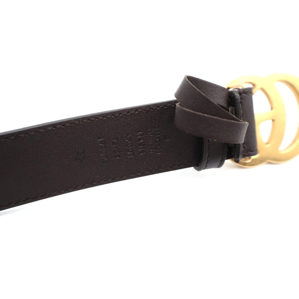 GUCCI(グッチ) ダブルG ロゴバックル レザーベルト ゴールド金具 ブラウン 414516 AP00T