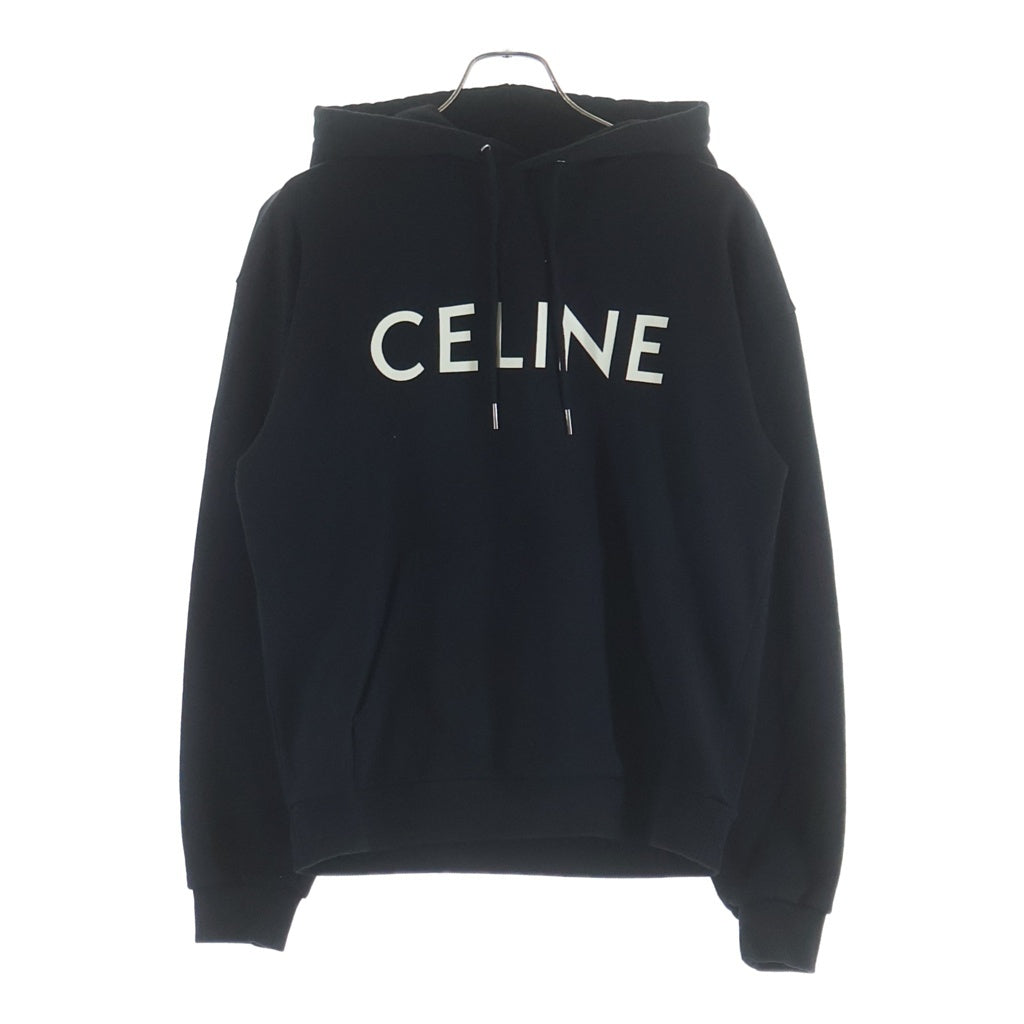 CELINE(セリーヌ) ロゴプリント パーカー ルーズスウェットフーディ ブラック コットン XS 2Y321670Q