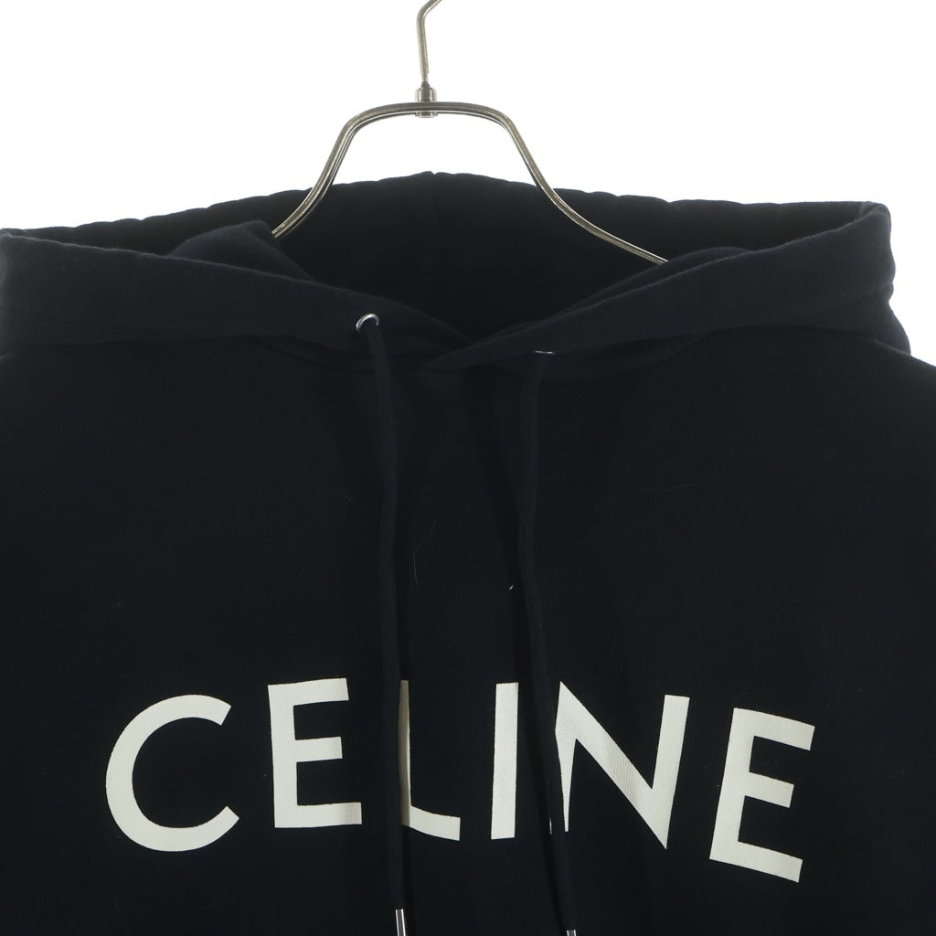 CELINE(セリーヌ) ロゴプリント パーカー ルーズスウェットフーディ ブラック コットン XS 2Y321670Q