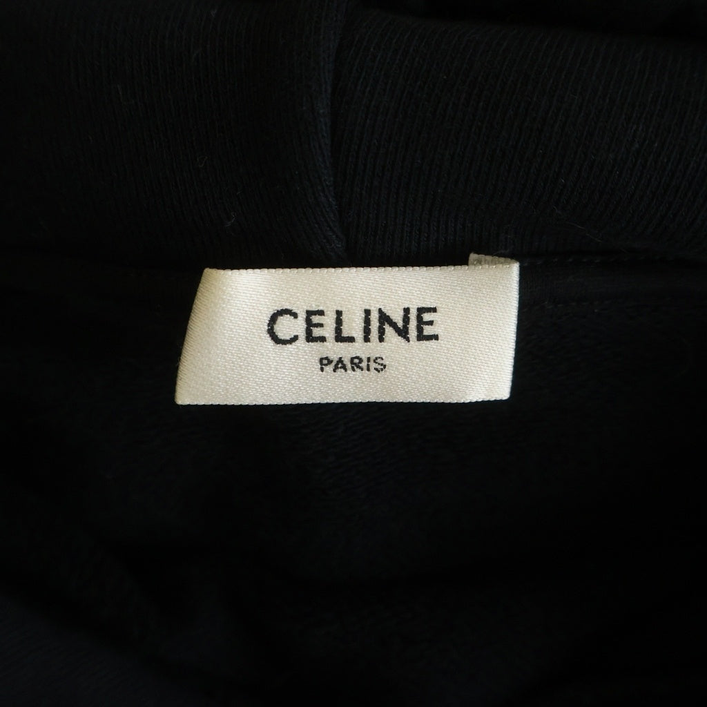 CELINE(セリーヌ) ロゴプリント パーカー ルーズスウェットフーディ ブラック コットン XS 2Y321670Q