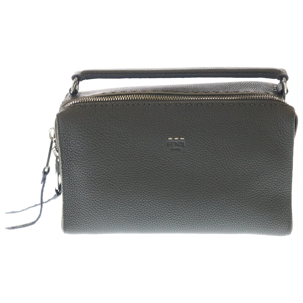 FENDI(フェンディ) セレリア レイ ショルダーバッグ ハンドバッグ グレー レザー シルバー金具 レディース