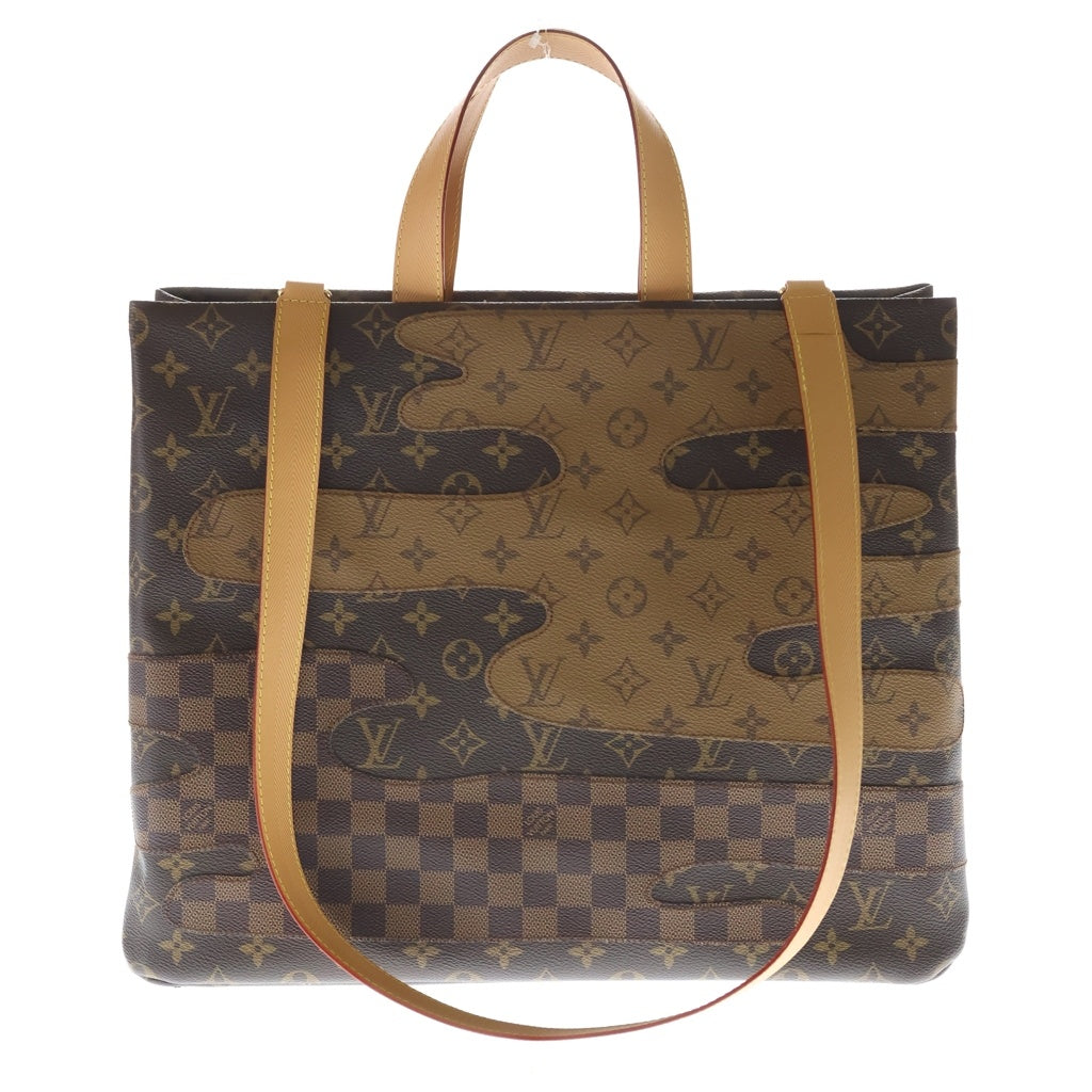 LOUIS VUITTON(ルイヴィトン) モノグラム ランドスケープ ショッパートートMM ハンドバッグ ショルダーバッグ ブラウン レザー×PVC M15274 ゴールド金具 レディース