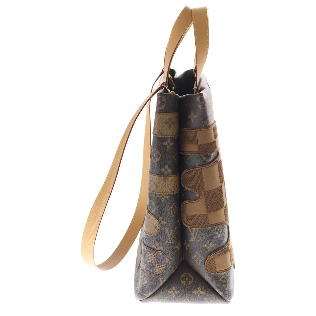 LOUIS VUITTON(ルイヴィトン) モノグラム ランドスケープ ショッパートートMM ハンドバッグ ショルダーバッグ ブラウン レザー×PVC M15274 ゴールド金具 レディース