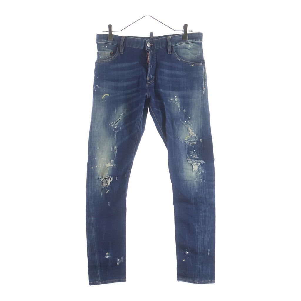 DSQUARED2(ディースクエアード) 17SS SEXY TWIST JEAN セクシーツイストジーン ダメージデニムパンツ レザーロゴ 46 S74LB0082